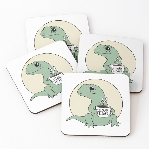 Item preview, Lizard Drinking Coffee Sticker designed and sold by Makerminds.
