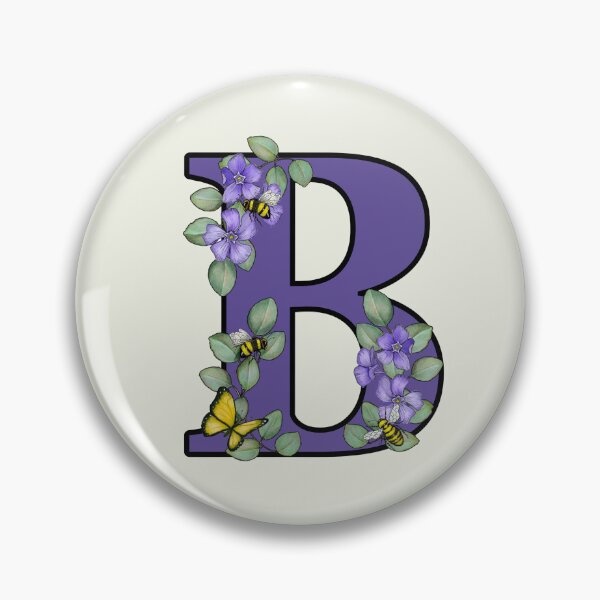 Item preview, Letter B, Decorated Purple Initial, Eucalyptus Leaves, Periwinkles, Bees and Butterfly designed and sold by JoyfulWhimsy.