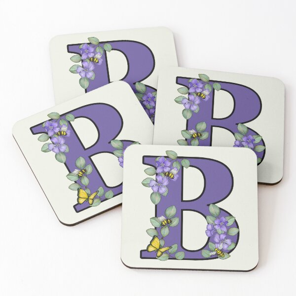 Item preview, Letter B, Decorated Purple Initial, Eucalyptus Leaves, Periwinkles, Bees and Butterfly designed and sold by JoyfulWhimsy.