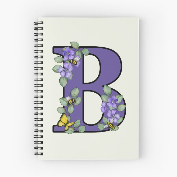 Item preview, Letter B, Decorated Purple Initial, Eucalyptus Leaves, Periwinkles, Bees and Butterfly designed and sold by JoyfulWhimsy.