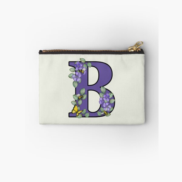 Item preview, Letter B, Decorated Purple Initial, Eucalyptus Leaves, Periwinkles, Bees and Butterfly designed and sold by JoyfulWhimsy.