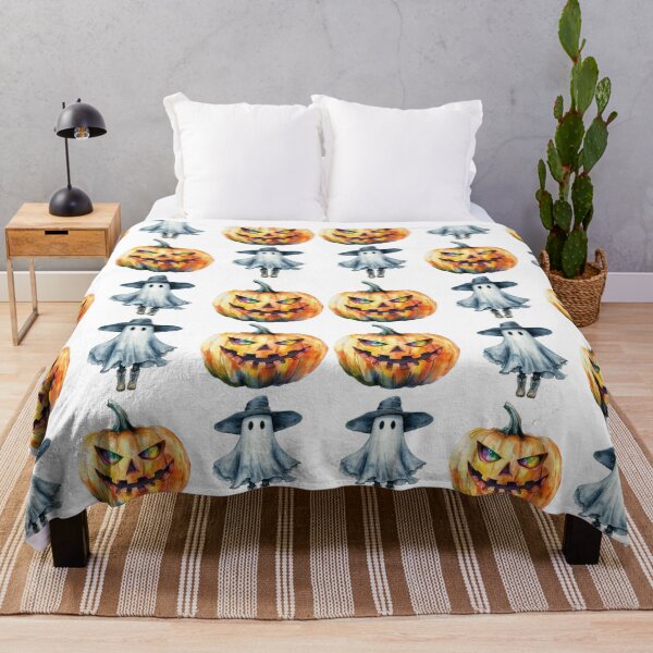 Item preview, Boho Halloween Pumpkin Ghost Watercolor Shirt for Women, Boho Halloween Shirt, Stickers & Gifts, Ghost & Pumpkin Pattern Phone Case & Blanket for Mom, Friend, Girl, Ghost & Pumpkin Tote Bag designed and sold by Noe Mill.