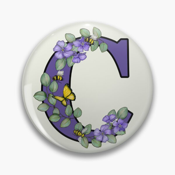 Item preview, Letter C, Decorated Purple Initial, Eucalyptus Leaves, Periwinkles, Bees and Butterfly designed and sold by JoyfulWhimsy.