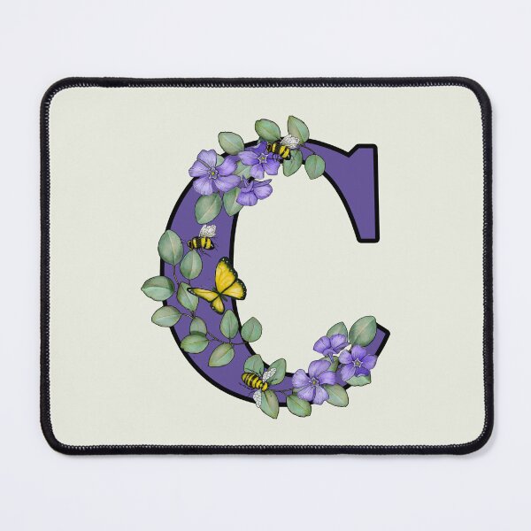 Item preview, Letter C, Decorated Purple Initial, Eucalyptus Leaves, Periwinkles, Bees and Butterfly designed and sold by JoyfulWhimsy.