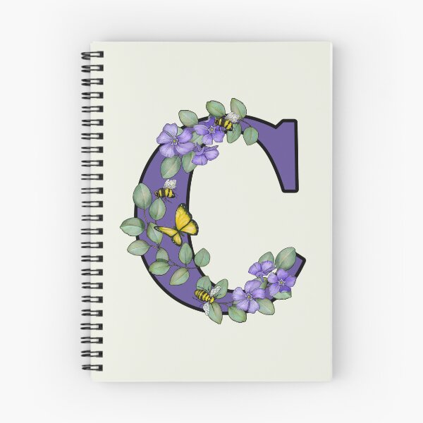 Item preview, Letter C, Decorated Purple Initial, Eucalyptus Leaves, Periwinkles, Bees and Butterfly designed and sold by JoyfulWhimsy.