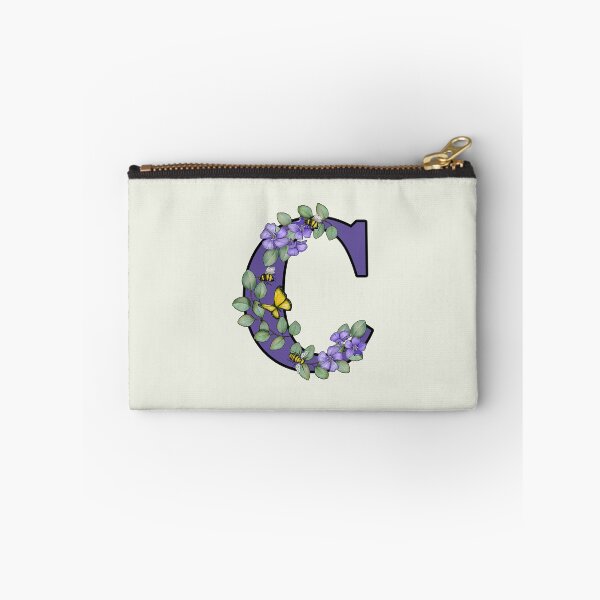 Item preview, Letter C, Decorated Purple Initial, Eucalyptus Leaves, Periwinkles, Bees and Butterfly designed and sold by JoyfulWhimsy.