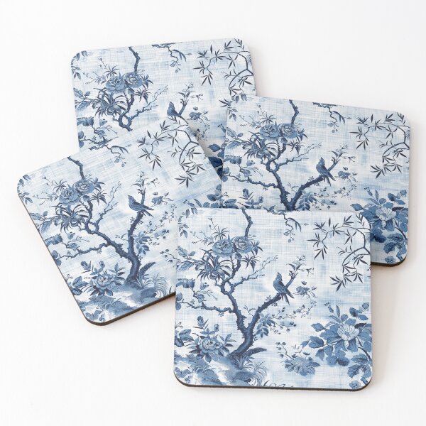 Item preview, Blue Chinoiserie Asian French Toile Pattern Pillow, Phone Case & Blanket for Women, Classic Blue Chinoiserie Toile Design Christmas Gift for Mom, Friend, Chic Blue Chinoiserie Toile Pattern Gift designed and sold by Noe Mill.