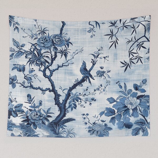 Item preview, Blue Chinoiserie Asian French Toile Pattern Pillow, Phone Case & Blanket for Women, Classic Blue Chinoiserie Toile Design Christmas Gift for Mom, Friend, Chic Blue Chinoiserie Toile Pattern Gift designed and sold by Noe Mill.