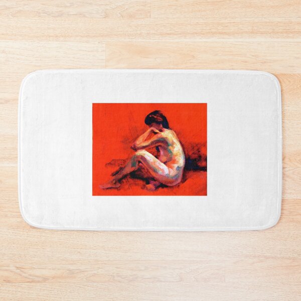 Item preview, Female nude on Red ~ Oil designed and sold by Roz McQuillan Fine Art & Photography.