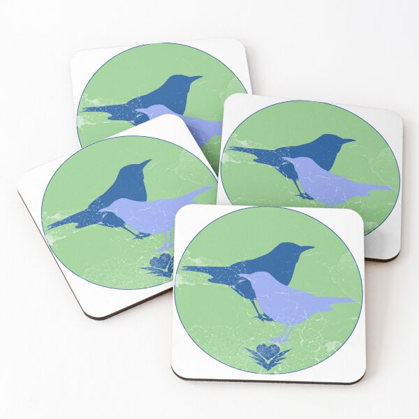 Item preview, Serene Bird Silhouettes – Blue Green Digital Art designed and sold by Junomoon23.