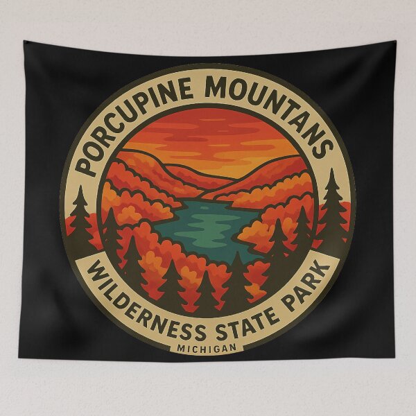 Item preview, Porcupine Mountains Wilderness State Park Autumn Badge designed and sold by American Travels.