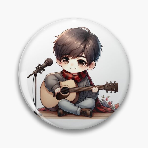 Item preview, Charming Guitarist Boy Illustration designed and sold by CalmMatterStudio.