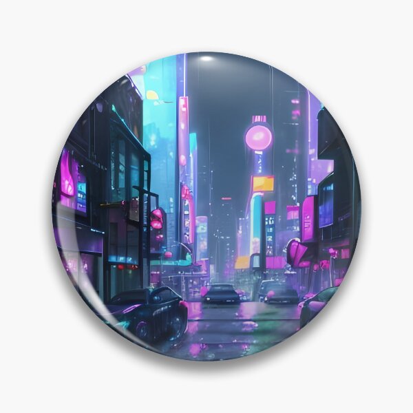 Item preview, Cyberpunk City Street at Night | Neon Futuristic Sci-Fi Artwork designed and sold by ArtscapeProductions.