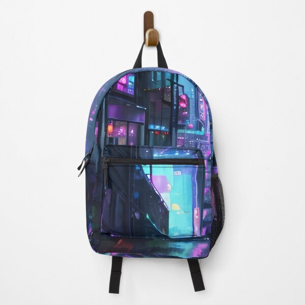 Item preview, Cyberpunk City Street at Night | Neon Futuristic Sci-Fi Artwork designed and sold by ArtscapeProductions.