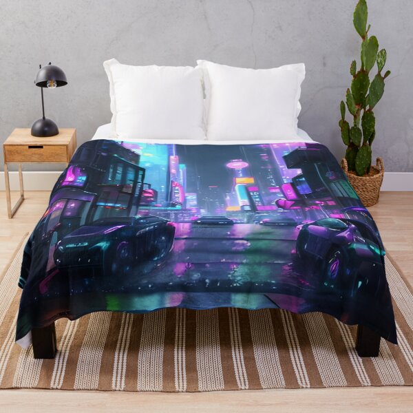 Item preview, Cyberpunk City Street at Night | Neon Futuristic Sci-Fi Artwork designed and sold by ArtscapeProductions.