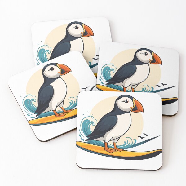 Item preview, Surfing Puffin Design – Cool Ocean Bird Art designed and sold by haitrieuic96.