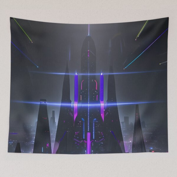 Item preview, Cyberpunk Mega Tower | Futuristic Neon Sci-Fi Cityscape Artwork designed and sold by ArtscapeProductions.