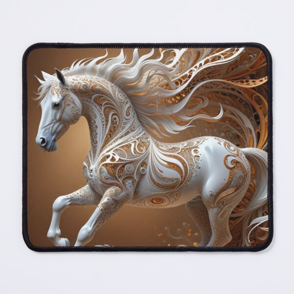 Item preview, Majestic White & Gold Fractal Horse – Ornamental Fantasy Art designed and sold by Harmonic_Layers.