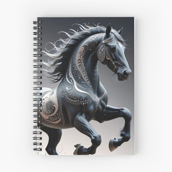 Item preview, Majestuoso Caballo Fractal Negro y Plateado – Arte Fantástico Ornamental designed and sold by Harmonic_Layers.