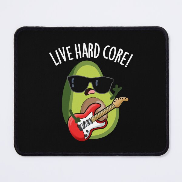 Item preview, Live Hard Core Funny Avocado Rock Pun (Dark BG) designed and sold by punnybone.