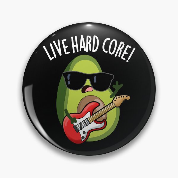 Item preview, Live Hard Core Funny Avocado Rock Pun (Dark BG) designed and sold by punnybone.