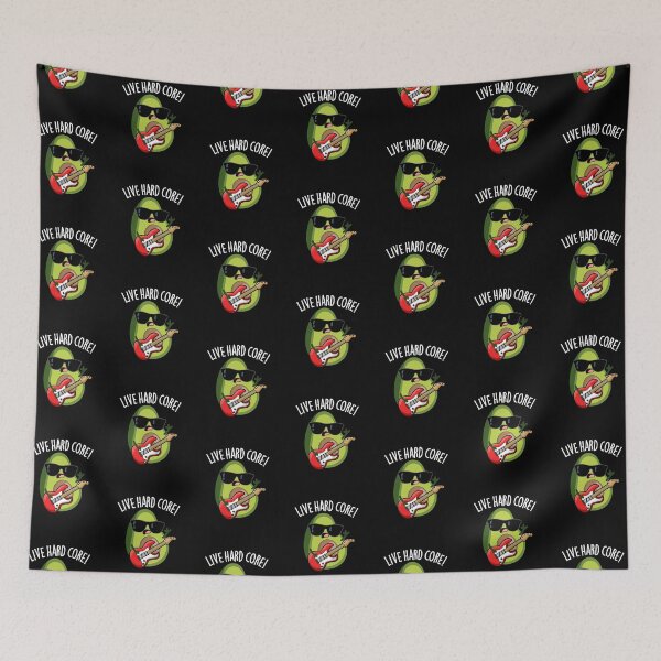 Item preview, Live Hard Core Funny Avocado Rock Pun (Dark BG) designed and sold by punnybone.