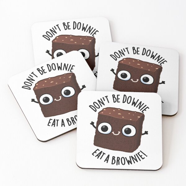 Item preview, Don't Be Downie Eat A Brownie Positive Food Pun  designed and sold by punnybone.