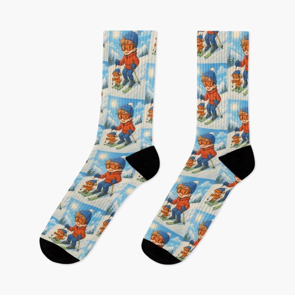 Item preview, Powder Day Pals – Anime Boy & Ski Pup Adventure designed and sold by Twittlefish.