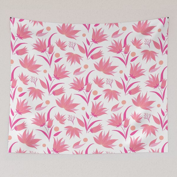 Item preview, Grandmillennial pink lilies pattern designed and sold by Home Cyn Home.