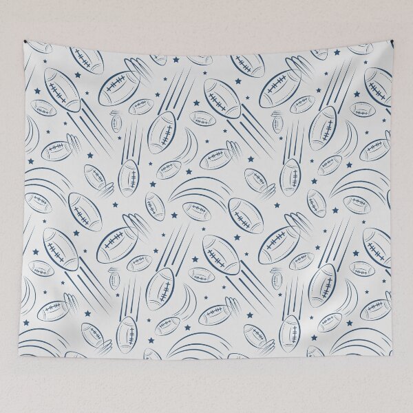 Item preview, American football game ball vector seamless repeat pattern in navy blue. designed and sold by Retro Street Studios.