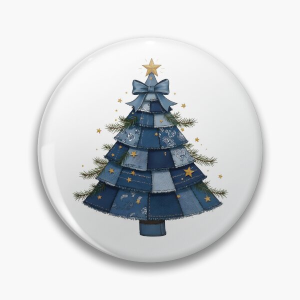 Item preview, Christmas Denim Patchwork Floral Christmas Tree designed and sold by Szilagyiflorian.