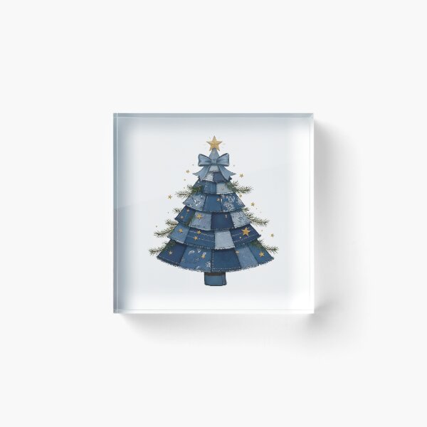Item preview, Christmas Denim Patchwork Floral Christmas Tree designed and sold by Szilagyiflorian.