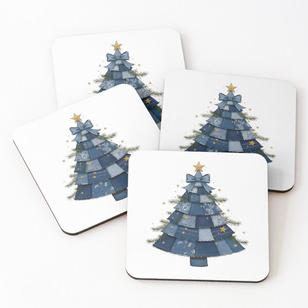 Item preview, Christmas Denim Patchwork Floral Christmas Tree designed and sold by Szilagyiflorian.