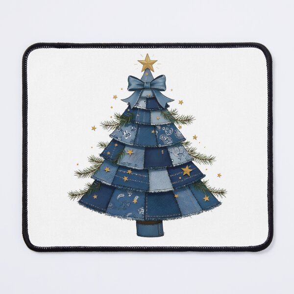 Item preview, Christmas Denim Patchwork Floral Christmas Tree designed and sold by Szilagyiflorian.