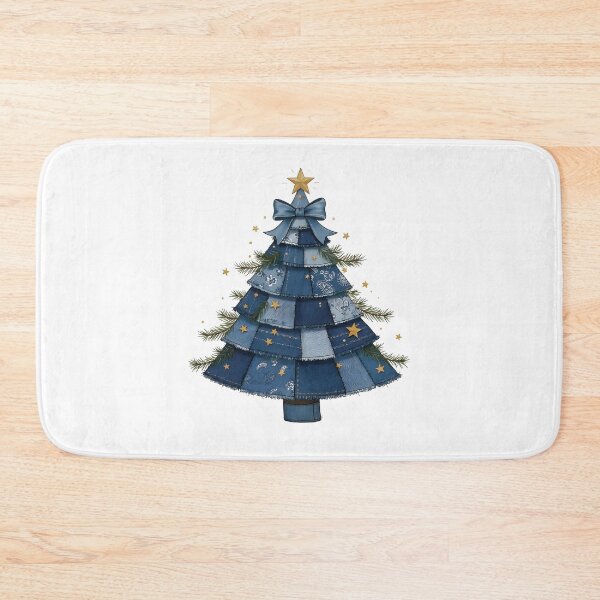 Item preview, Christmas Denim Patchwork Floral Christmas Tree designed and sold by Szilagyiflorian.