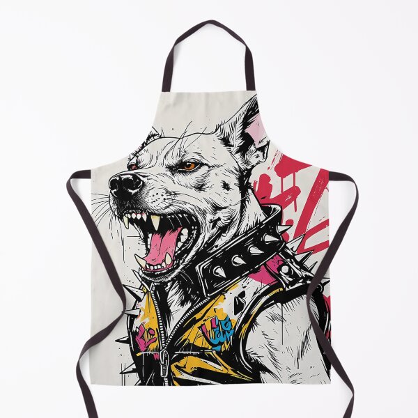 Item preview, Punk Dog Illustration – Snarling Canine in Spiked Vest with Graffiti Details designed and sold by Dino-Lune.