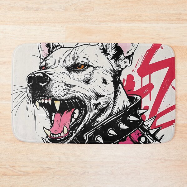Item preview, Punk Dog Illustration – Snarling Canine in Spiked Vest with Graffiti Details designed and sold by Dino-Lune.