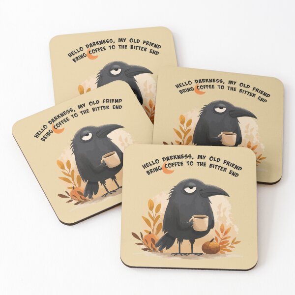 Item preview, Hello Darkness, My Old Friend - Coffee Loving Raven  designed and sold by tortuna.
