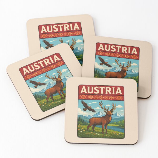 Item preview, Austria Wildlife — Red Deer & Golden Eagle, Alpine Meadow designed and sold by Myra365Art.