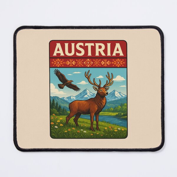 Item preview, Austria Wildlife — Red Deer & Golden Eagle, Alpine Meadow designed and sold by Myra365Art.