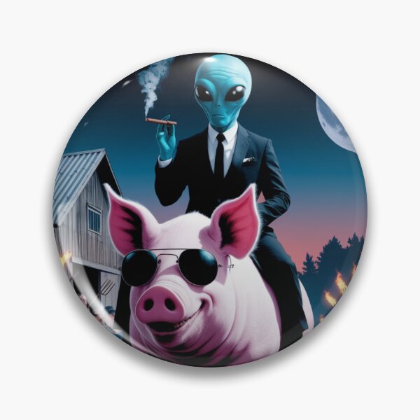 Item preview, Alien Riding Pig Funny Surreal Artwork designed and sold by OLOstudio.