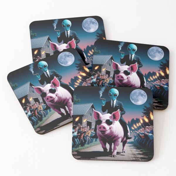 Item preview, Alien Riding Pig Funny Surreal Artwork designed and sold by OLOstudio.