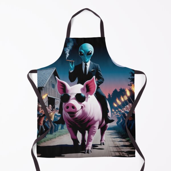 Artikelvorschau, Alien Riding Pig Lustiges surreales Kunstwerk entworfen und verkauft von OLOstudio.