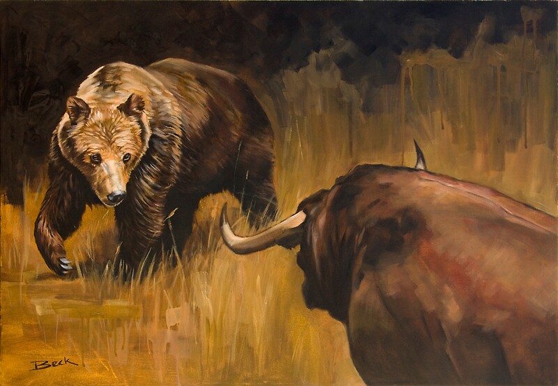 "Bear Vs Bull" by Andrew Beck | Redbubble