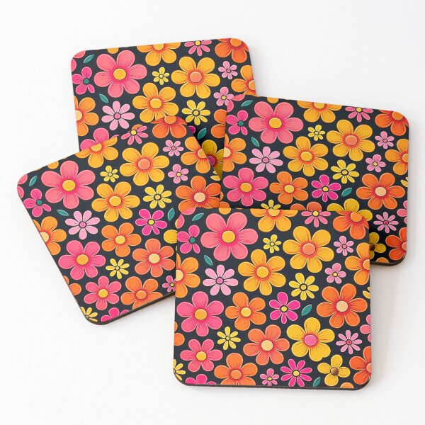 Item preview, 60's Retro Liquid Flowers in Orange, Yellow, and Pink designed and sold by ArtFactoryAI.