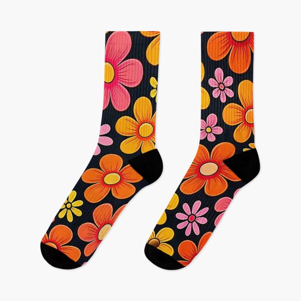 Item preview, 60's Retro Liquid Flowers in Orange, Yellow, and Pink designed and sold by ArtFactoryAI.