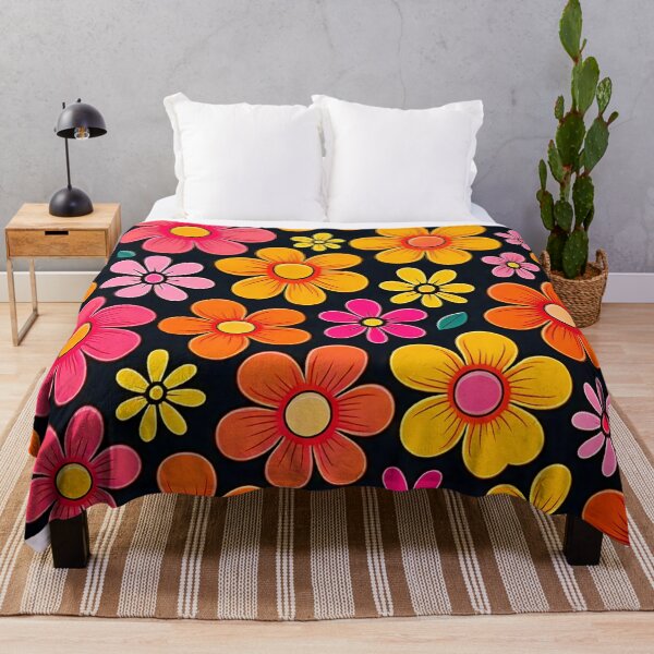 Item preview, 60's Retro Liquid Flowers in Orange, Yellow, and Pink designed and sold by ArtFactoryAI.