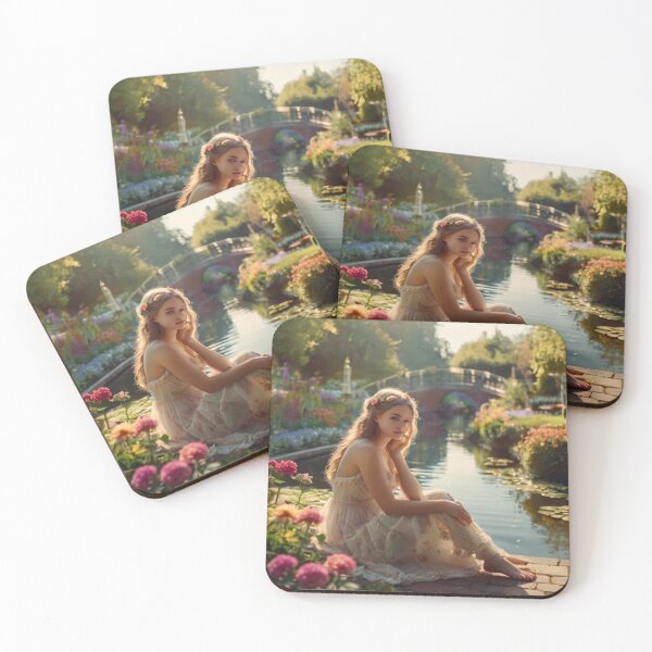 Artikelvorschau, Victorian Woman in Bloom: Garden Flowers and Water Reflections entworfen und verkauft von BlareBlare.