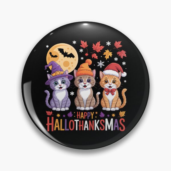 Item preview, Halloween Thanksgiving Christmas Happy HalloThanksMas Cats designed and sold by Sunset4Bones.