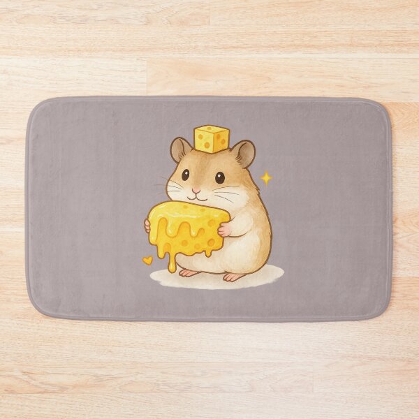 Item preview, Cute Watercolor Hamster with Cheese – Kawaii Minimal Illustration designed and sold by Minimochi Art.